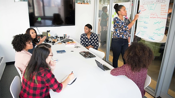 Employees meeting in an office